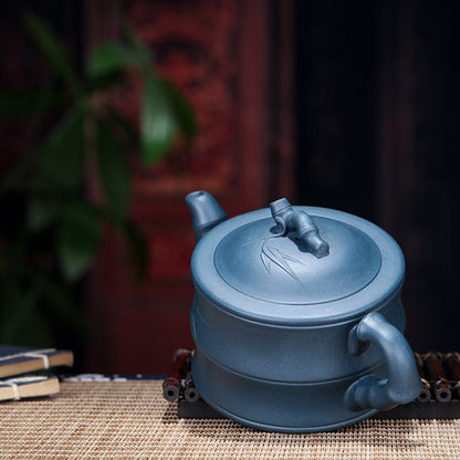 Tea Pot 300cc Real Yixing Zisha Azure Clay Tea Pot Yixing Bamboo Black Tea Pots