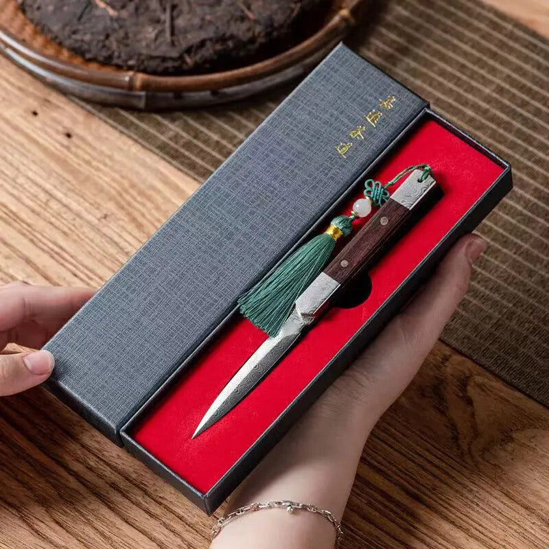 Zen Tea Knife Handmade Tea Needle Black Sandalwood Steel Puer Tea Knife Tea Set