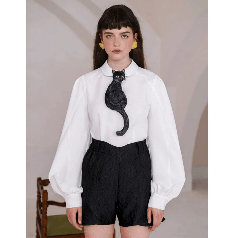 Kamo Original Black Cat Tie French Vintage Unique Bow Tie for Women