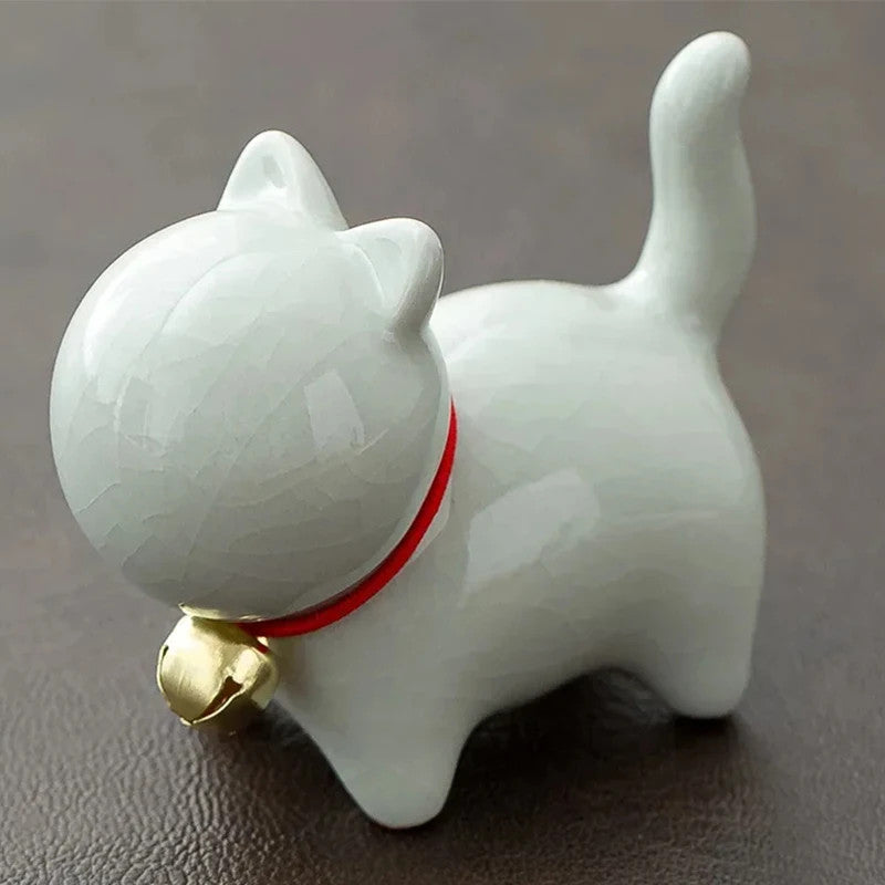 7cm Ceramics Fortune Cat Ornament Tea Pet Desktop Ornaments Tea Set Accessories