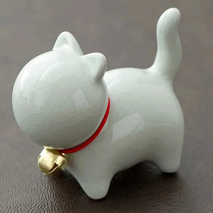 7cm Ceramics Fortune Cat Ornament Tea Pet Desktop Ornaments Tea Set Accessories