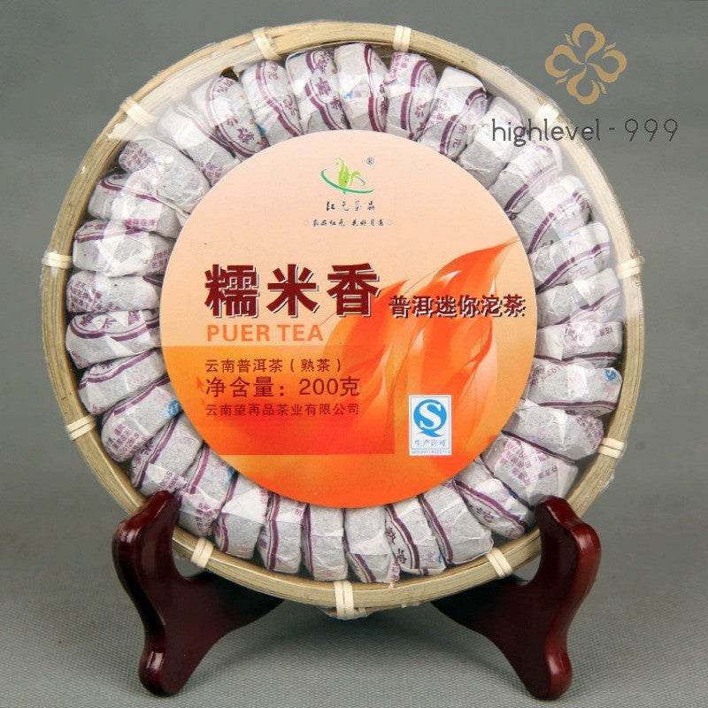 200g Ripe Puer Tuocha Hongyuan Yunnan Glutinous Rice Aroma Mini Compressed Tea
