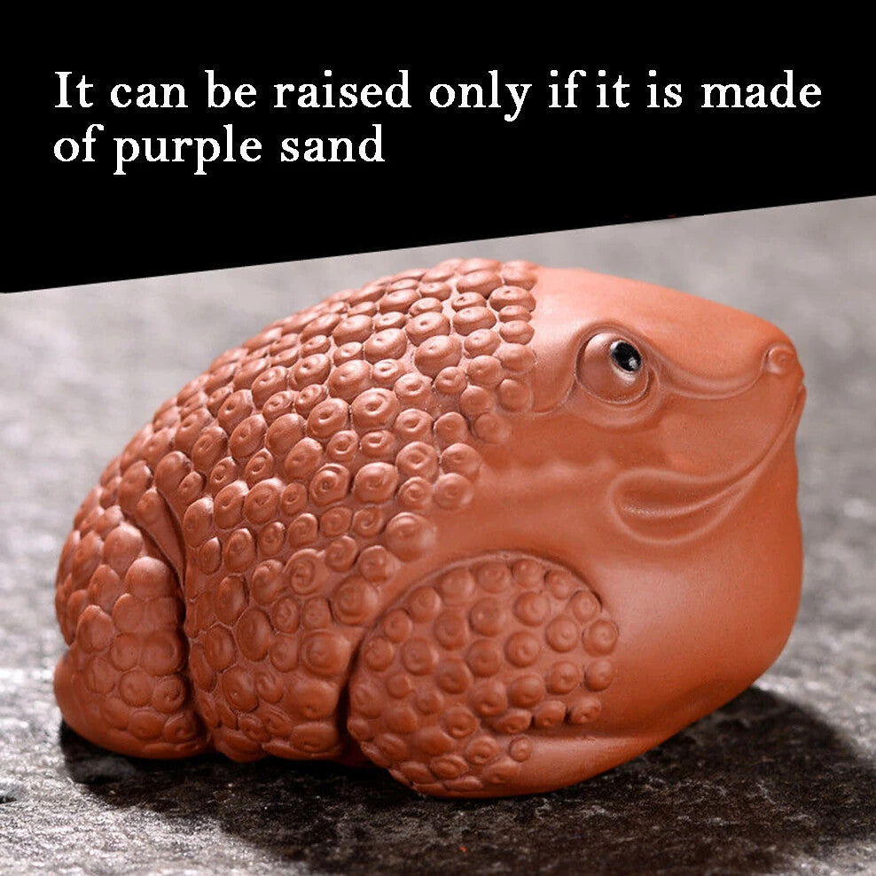 8.8cm Purple Clay Tea Pet Lucky Golden Toad Ornaments Tea Set Tea Ceremony