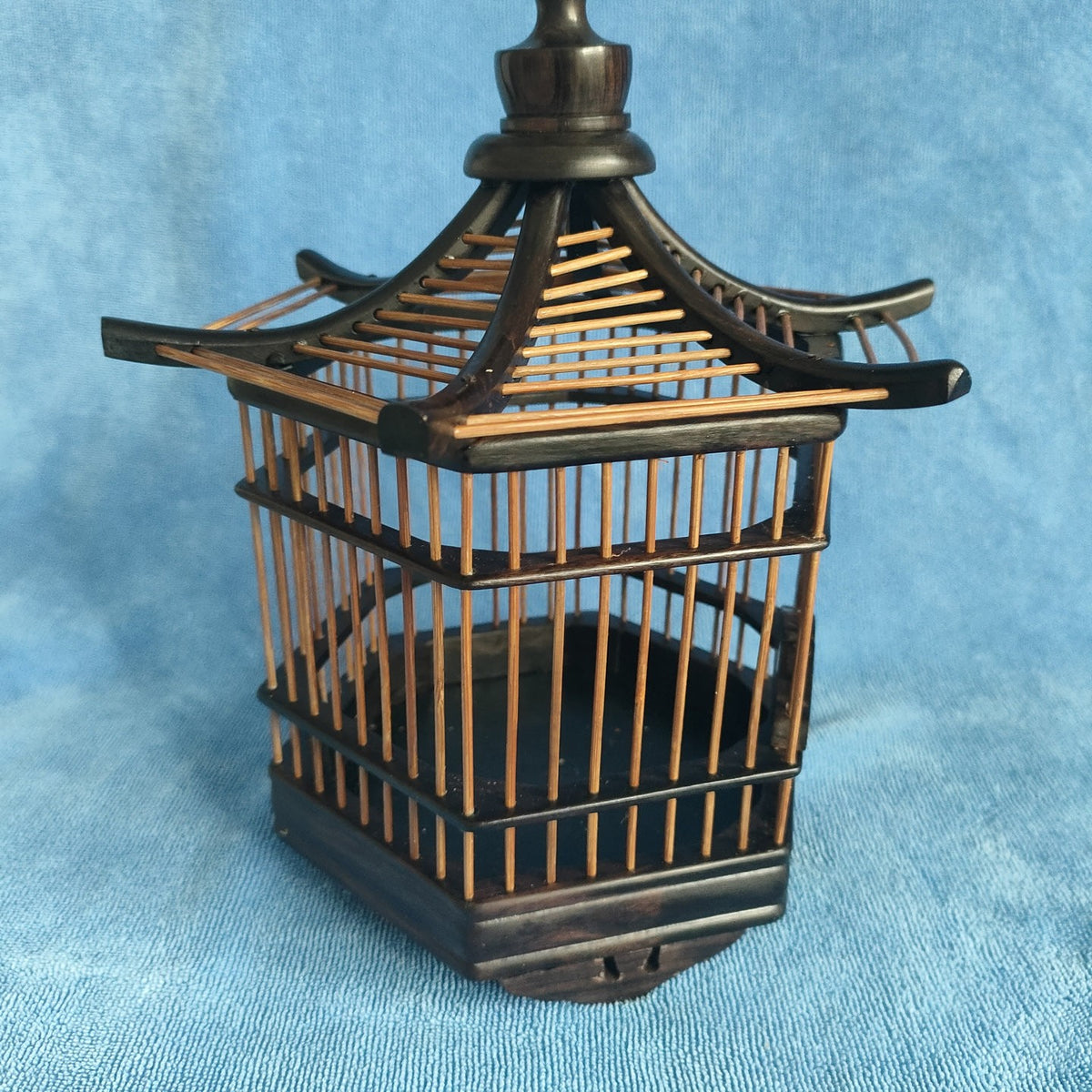 Handmade Cricket Cage Ebony Bamboo Hexagonal Tower Shaped Grasshopper Cage