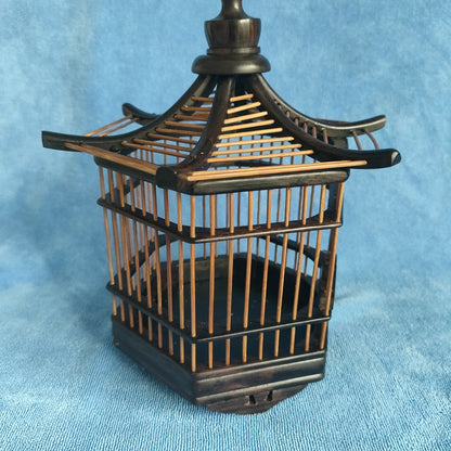 Handmade Cricket Cage Ebony Bamboo Hexagonal Tower Shaped Grasshopper Cage