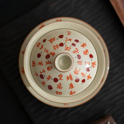 150ml Ceramic Ru Kiln Gaiwan Retro Manjiang Hong Sancai Tea Tureen Teaware