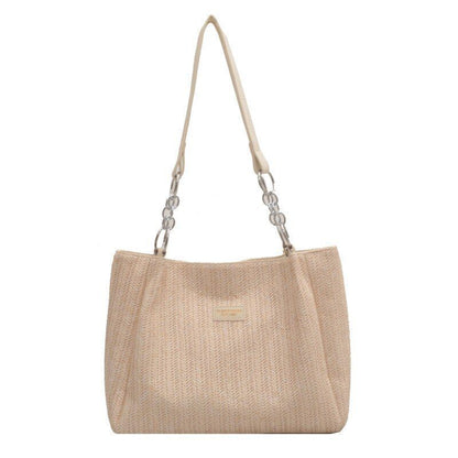 Large Shoulder Bag Straw Tote Purse Beach Handbag Underarm Polyester Satchel Bag