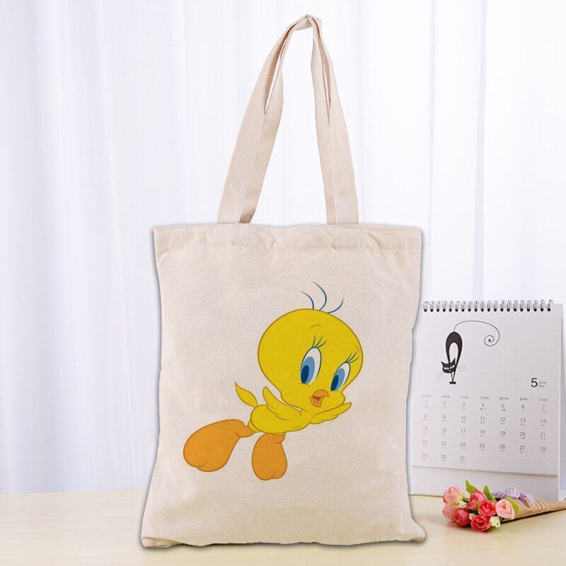 Printed Canvas Tote Bag 30x35cm Cotton Linen Handbag Shopping Women Handbag 1 PC