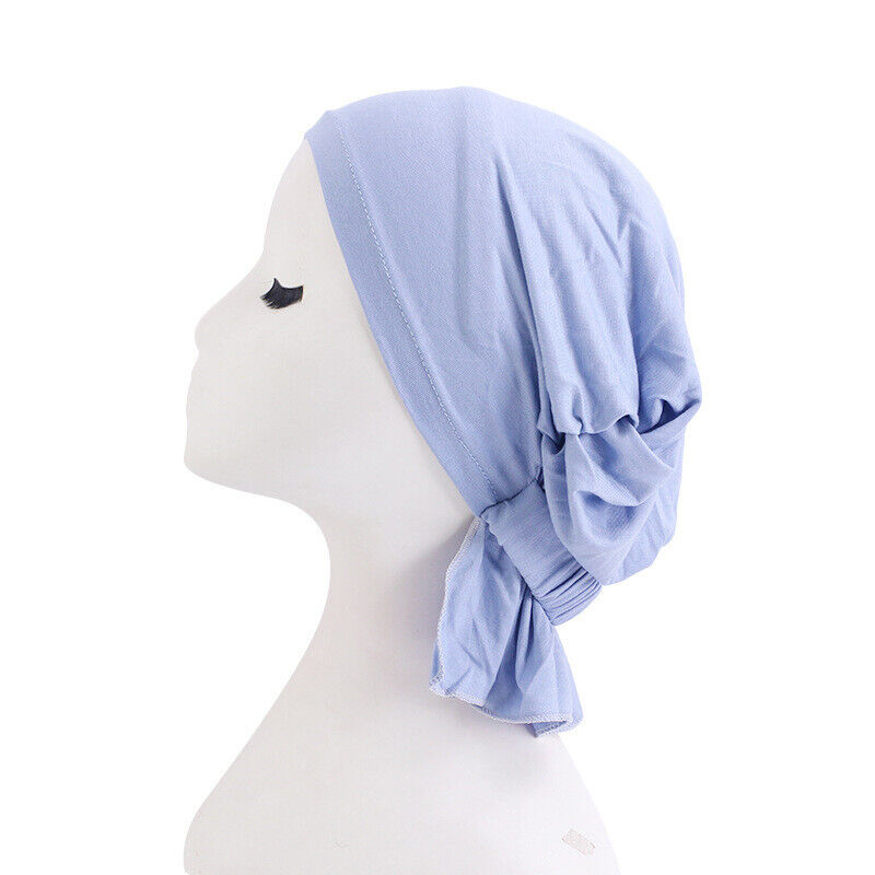 Womens Hair Loss Wrap Cancer Chemo Cap Solid Muslim Turban Hijab Hat Head Cover