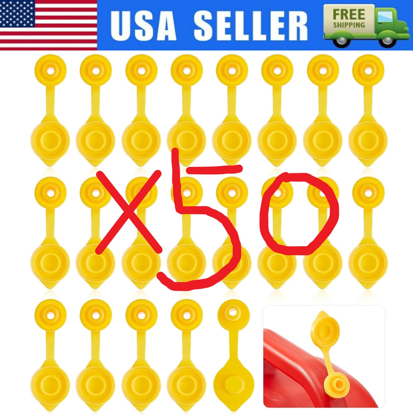 50 Yellow Fuel Gas Can Jug Vent Cap Blitz Wedco Scepter Essence Midwest Eagle