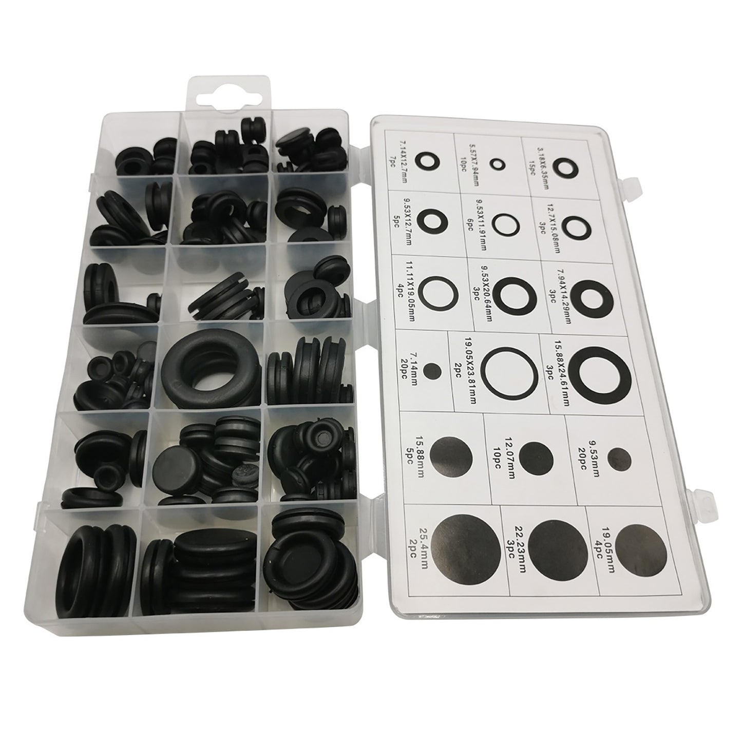 125PCS/Set Rubber Grommet Firewall Hole Plug Electrical Wire Gasket Assortment