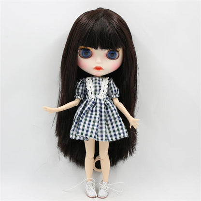 Blythe Doll Brown Hair 12" Joint Body Matte Face White Skin BJD Interactive Toys