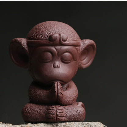 New Creative Home Decoration Yixing Zisha Tea Pet Monkey Statue Small Tea
