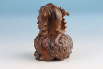 Mini lovely boxwood handmade fortune sheep Figure statue collectable gift art