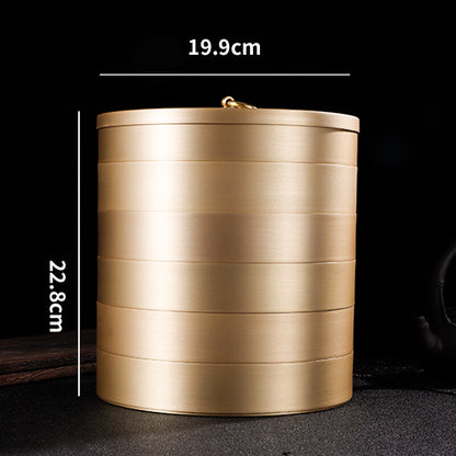 Pure Copper Tea Canister With Lid For Pu'er Tea Cake Handmade Sealed Tea Jar New