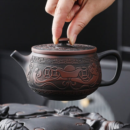 Boutique Tea Pot Purple Pottery Chinese Kungfu Tea Pot Ball Shaped Infuser Holes