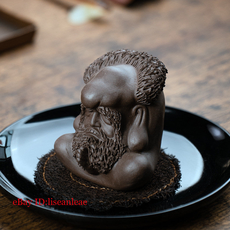 Purple Clay Tea Pet Bodhidharma Tea Table Decoration Ceramic Sculpture