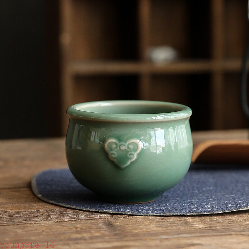 Celadon Ruyi Cup Handmade Relief Ceramic Tea Cup Tea Cup Kung Fu Tea Cup