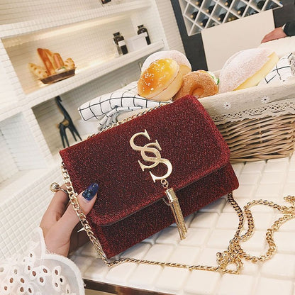 Luxury Small Sequin Flap Crossbody Bag Fashion Chain Handbag Purse Messenger Bag