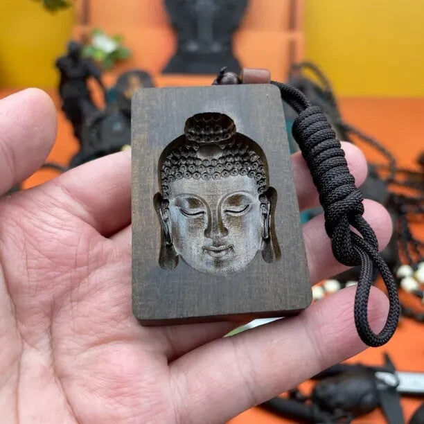 Woman Fashion Jewelry Accessories Natural Wood Buddha Pendant Sweater Necklace