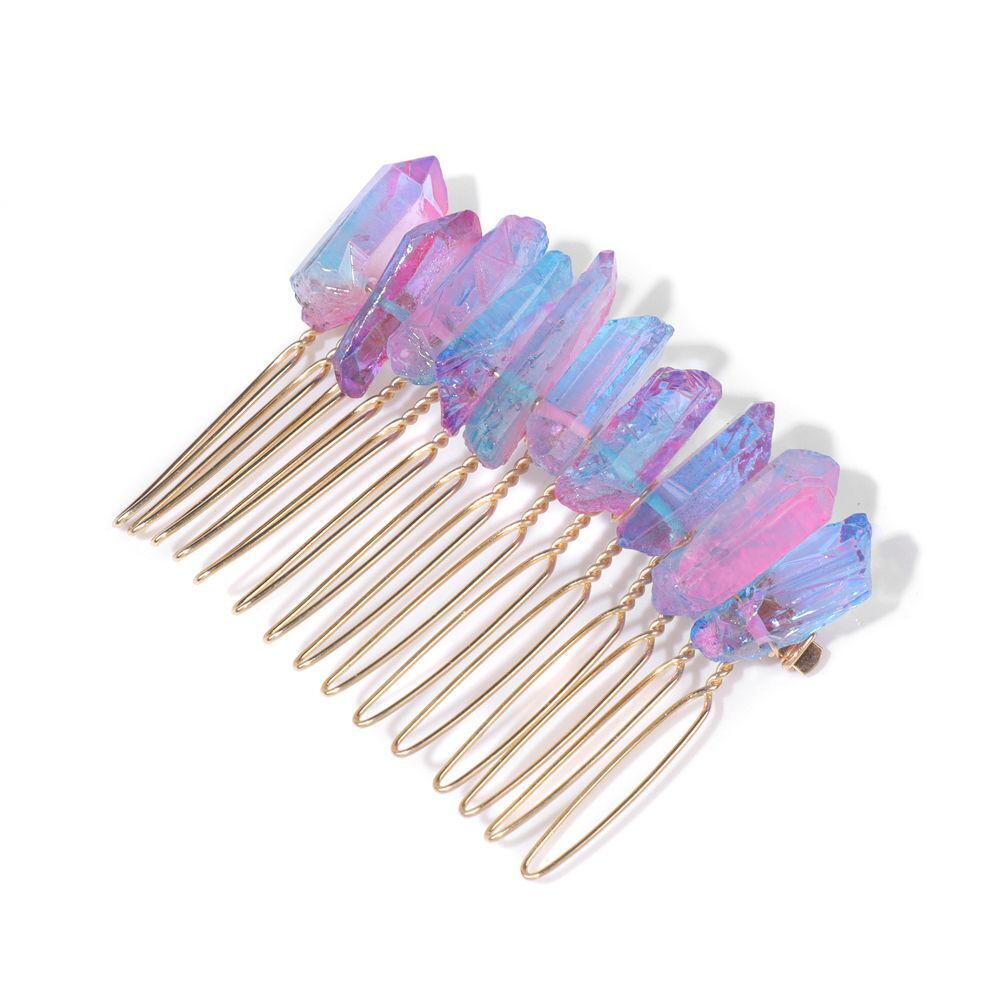 Women Hair Combs Irregular Healing Crystal For Bride Hairpin Wedding Accessories