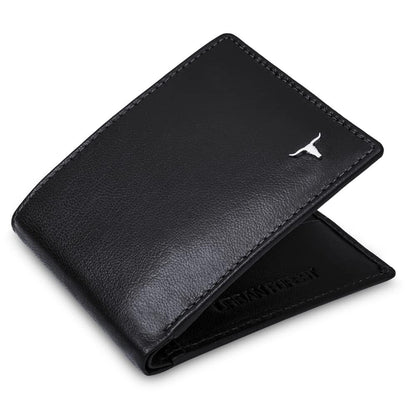 New Black Bi-Fold Leather Men's Wallet RFID Protection Gift Item