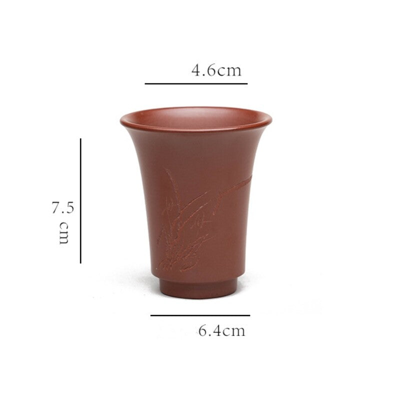 On Sales Chinese True Yixing Zisha Dahongpao Clay Tea Cup Orchid Carved Cup 80ml