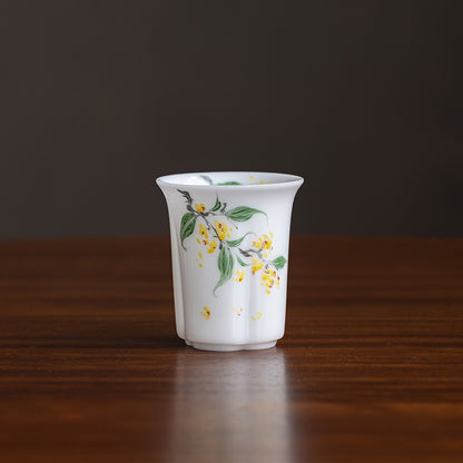 Hand Drawn Jade Porcelain Single Cup Tea Tasting Cup Household White Porcelain