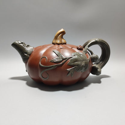 Vintage Chinese Yixing Purple Clay Teapot Zisha Ceremony Ceramic Pumpkin Teaware