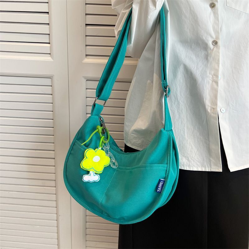 Canvas Bag Messenger Solid Color Handbags Shoulder Underarm Bag Crossbody Purse