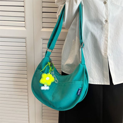 Canvas Bag Messenger Solid Color Handbags Shoulder Underarm Bag Crossbody Purse
