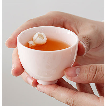 1PC Pink for Lady New Creative Floral Relief Porcelain Tea Cup Master Cup