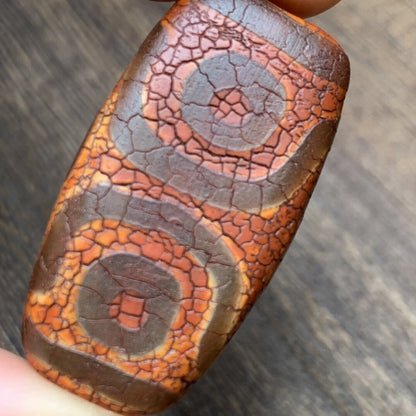 10*19*36MM Collection Tibetan Style Old Agate Four Eyes Dzi Bead Amulet Pendant