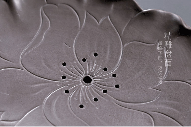 Reservoir Tea Tray Small Tea Plate Yixing Zisha Holder For Tea Set Lotus Design