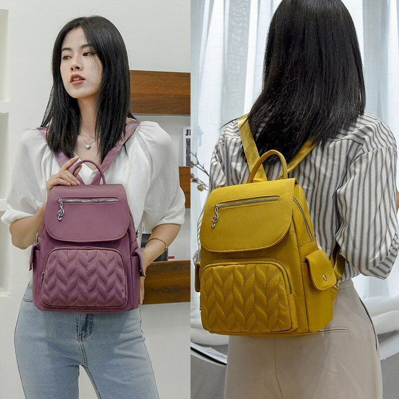 Waterproof Backpack Women Bag Fashion Travel Backpack Solid Shoulder Polyester