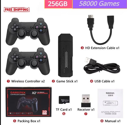 GD10 Plus Game Stick Console 58,000 Games 4K HD Dual Wireless Controller N6