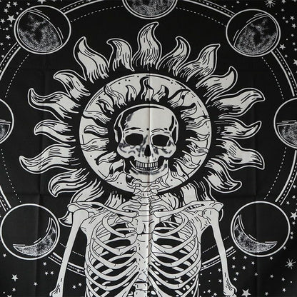Psychedelic Tapestry White Black Sun Moon Mandala Wall Hanging Celestial Hippie