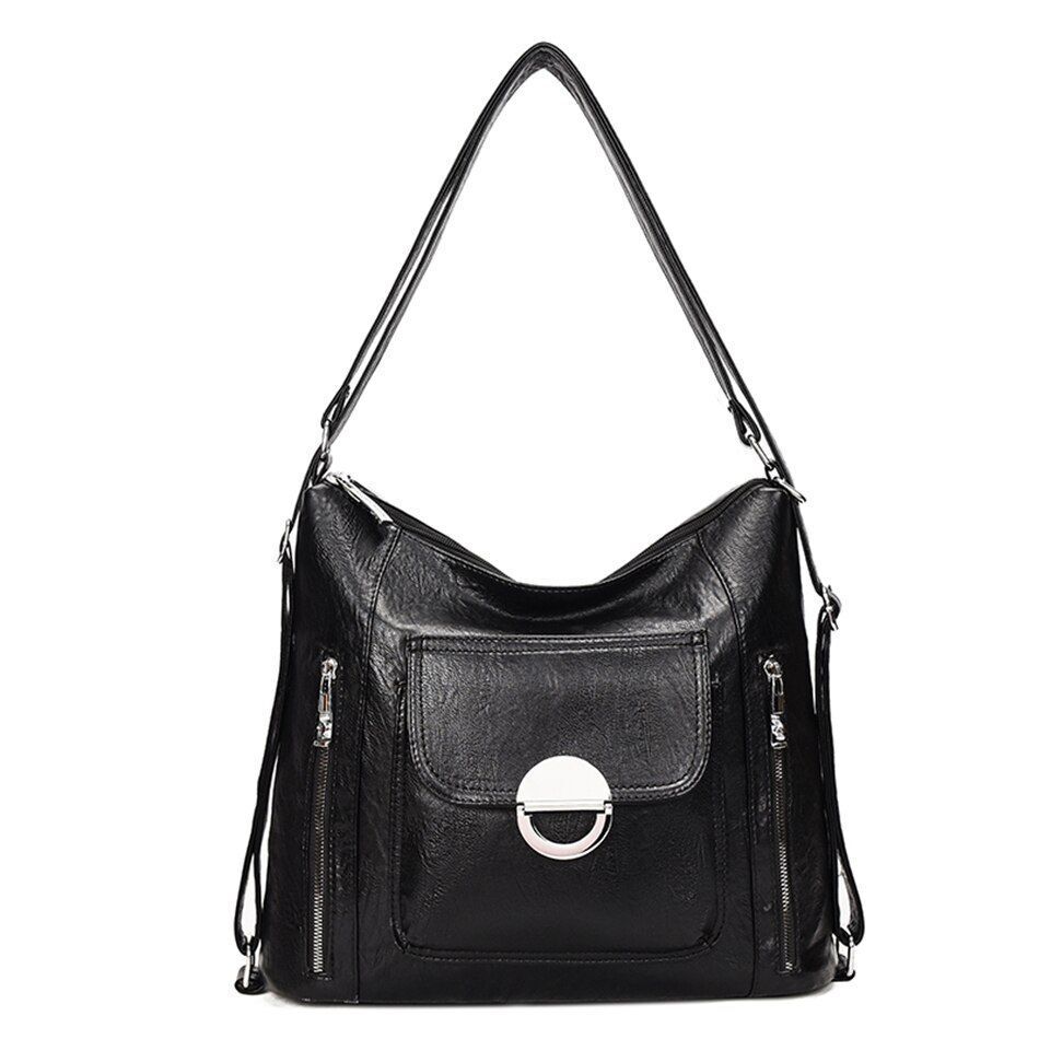 Genuine Leather Handbag Multifunction Shoulder Bag Travel Backpack Crossbody 1PC