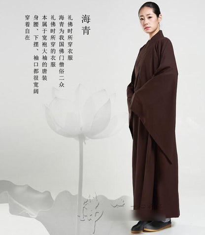 New Buddhist Monk Shaolin Kung Fu Suit Meditation Haiqing Robe Long Gown Dress