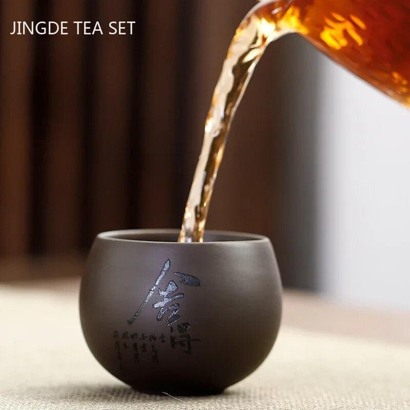 Chinese Yixing Purple Clay Teacup Oolong Tea Handmade Boutique Tea Cup Single