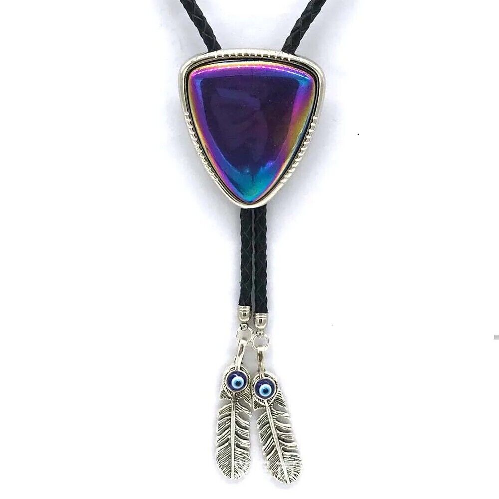 Men Bolo Ties Rope Colorful Triangles Pendant Korean Retro Fashion Shirt Bowties