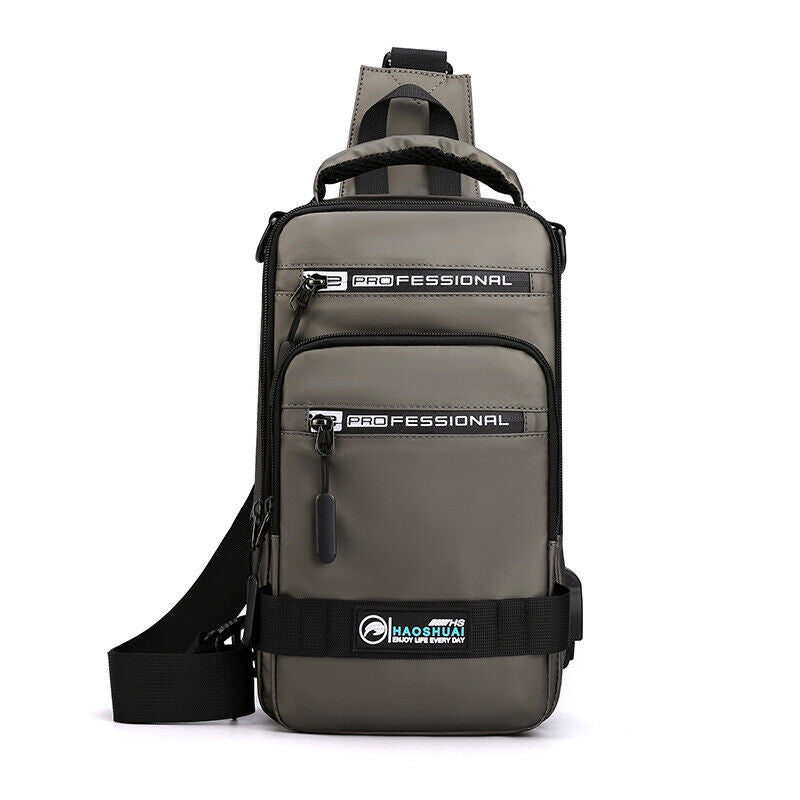 Fashion Nylon Backpack Men Cross body Chest Bags with USB Charging Port Rucksack