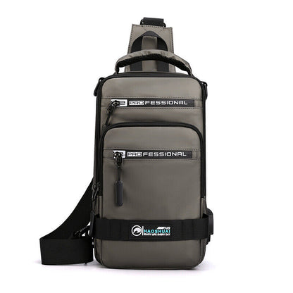 Fashion Nylon Backpack Men Cross body Chest Bags with USB Charging Port Rucksack