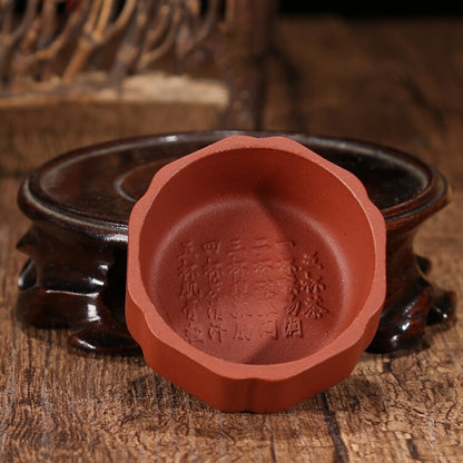 One Tea Cup Handmade Chinese Character Carved Real Yixing Zisha Purple Clay 50ml