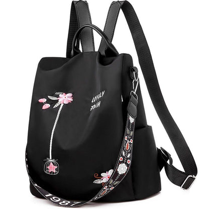 Embroidery Waterproof Oxford Backpack Anti-theft School Bag High Quality Large