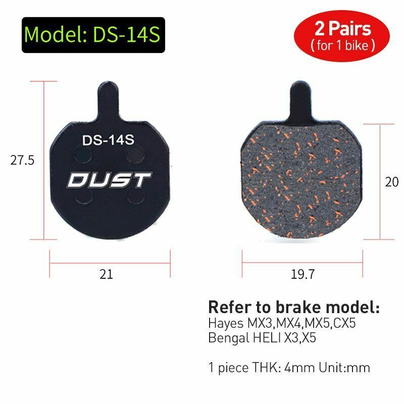 Bicycle Disc Brake Pad 2 pairs (4 pcs) Bike Hydraulic Semi-Metallic Cycling SRAM