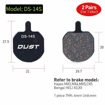 Bicycle Disc Brake Pad 2 pairs (4 pcs) Bike Hydraulic Semi-Metallic Cycling SRAM