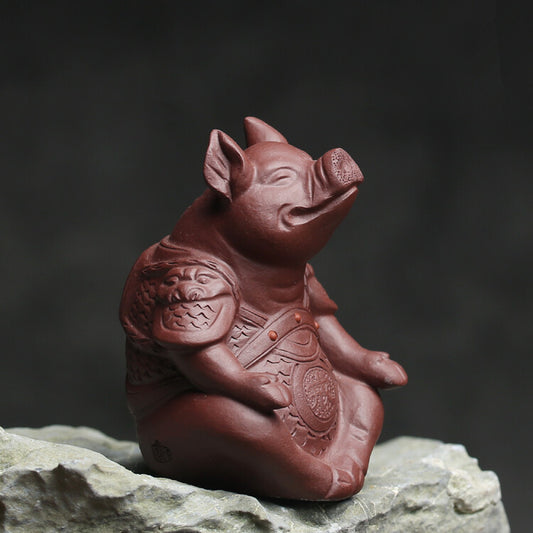 Chinese Creative Tea Pet Pig Statue Good Luck Bring Zisha Purple Clay Tea Play