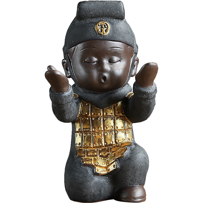 Terracotta Warriors Statue Holder for Pen Brush Rack Yixing Zisha Tea Pet China