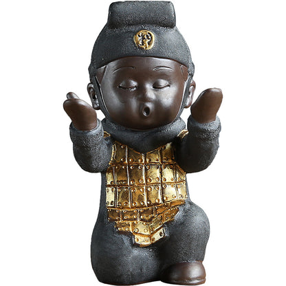 Terracotta Warriors Statue Holder for Pen Brush Rack Yixing Zisha Tea Pet China